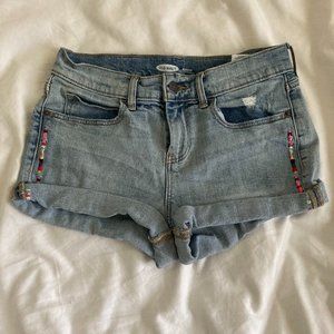 Light wash jean shorts
